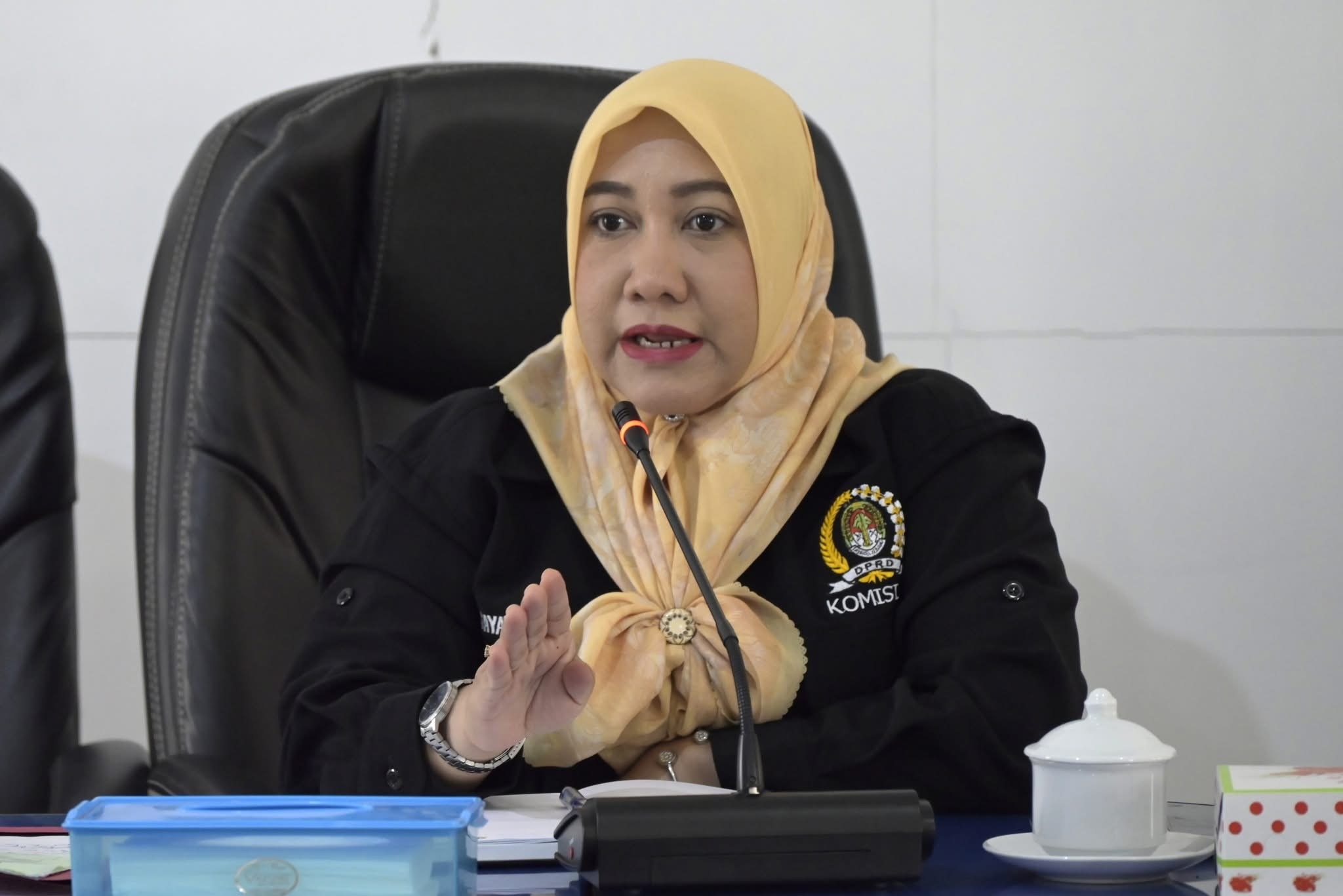 RAPAT : Ketua Komisi III DPRD Ketapang, Mia Gayatri, memimpin rapat dengan OPD membahas perizinan PT. Bekati Lestari, Selasa (13/1).