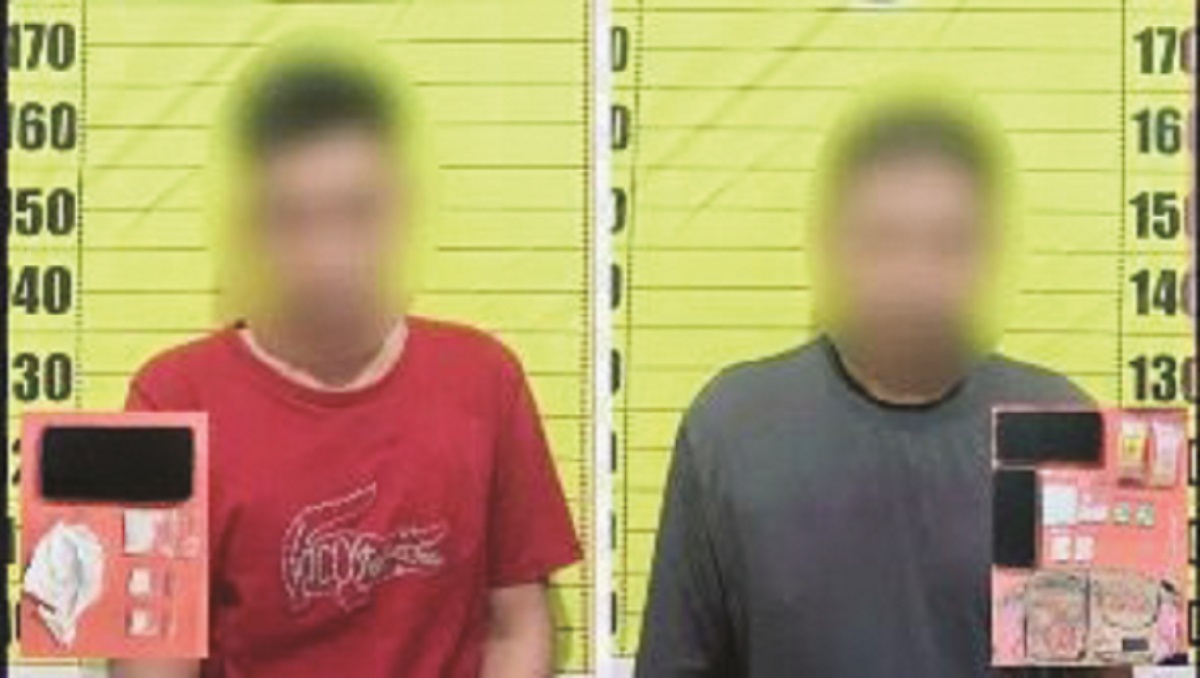 TERSANGKA: Dua pengedar sabu dan ekstasi yang berhasil diringkus Satresnarkoba Polres Sanggau.
