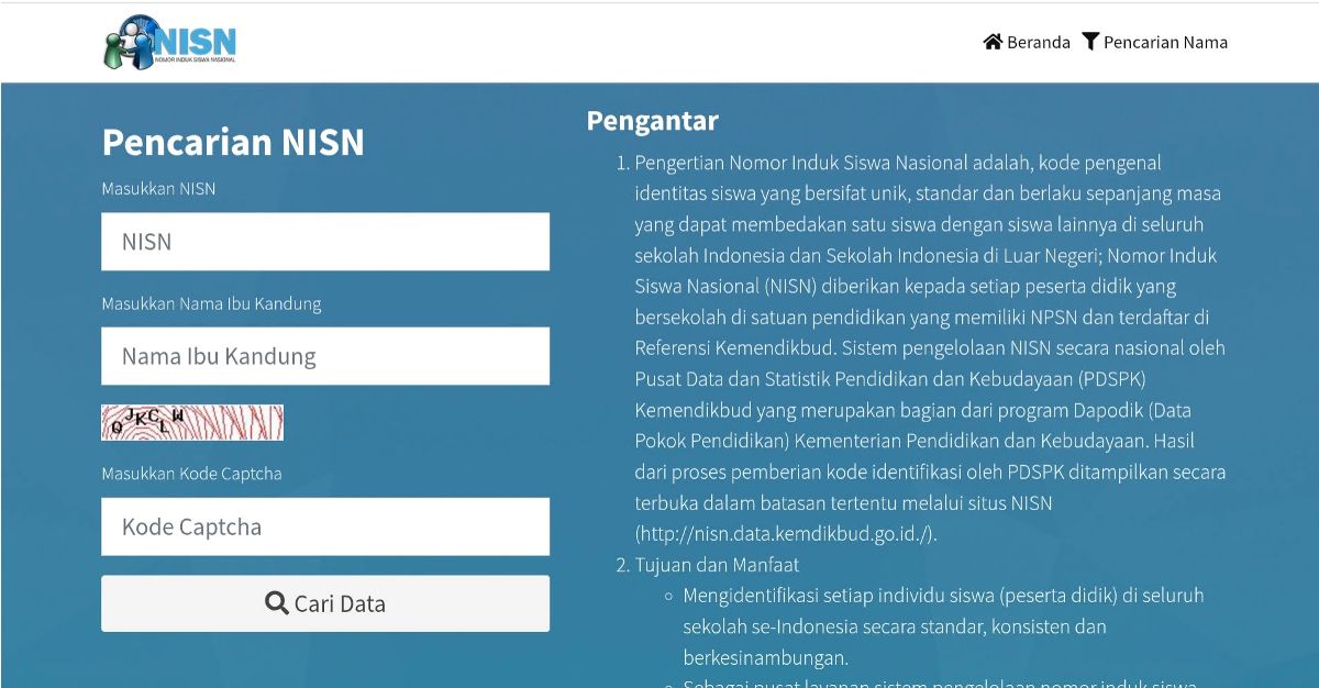 laman resmi NISN Kemendikbud.