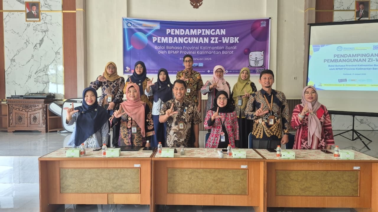 BERSAMA: Balai Bahasa Provinsi Kalimantan Barat melaksanakan kegiatan Pendampingan Pembangunan ZI-WBK yang dilaksanakan oleh BPMP Provinsi Kalimantan Barat.
