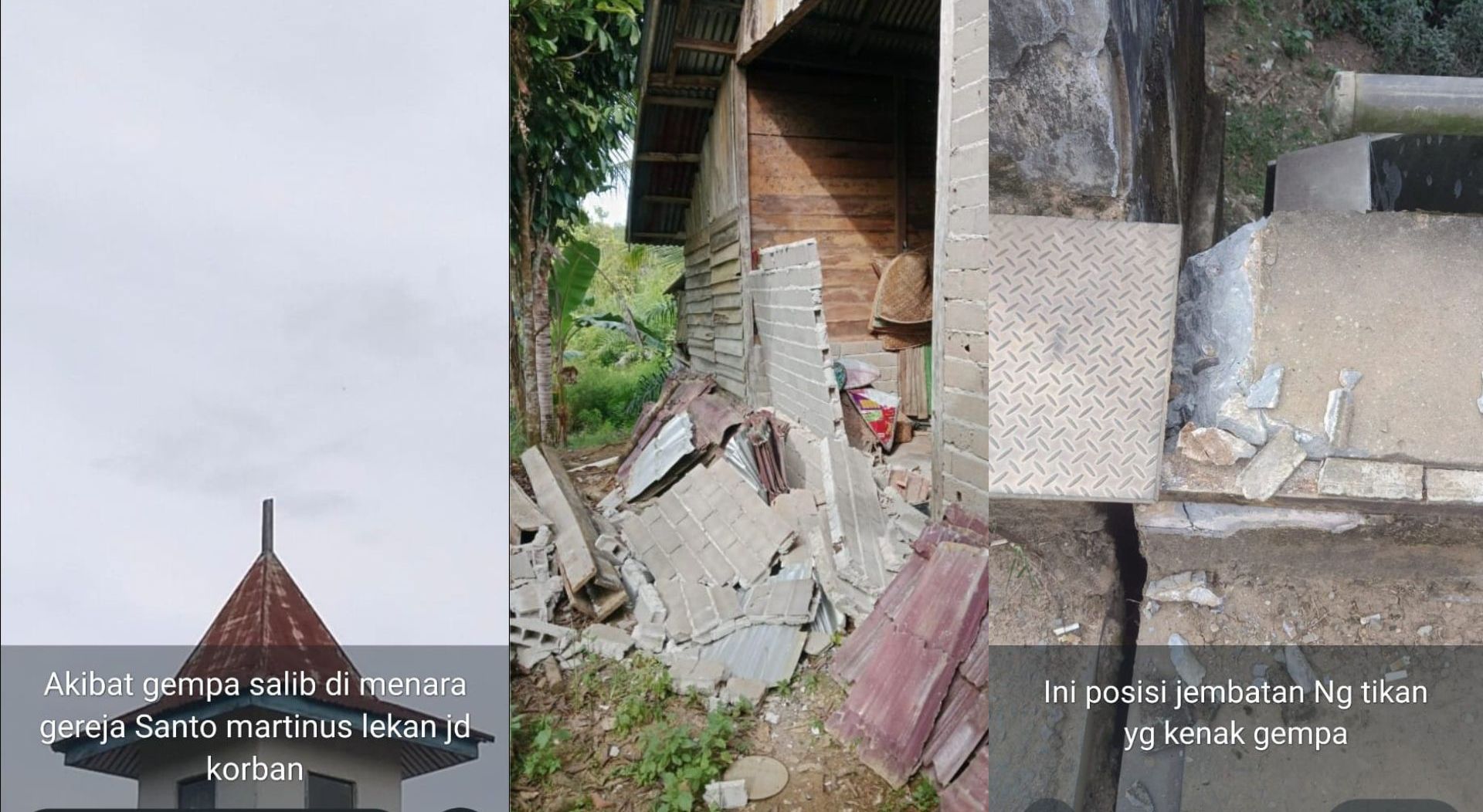 Sejumlah bangunan rusak akibat gempa yang sempat mengguncang Kabupaten Sintang, Jumat (23/1).