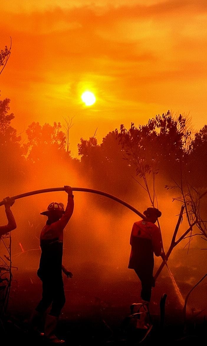 PADAMKAN KARHUTLA: Tim gabungan dan relawan melakukan upaya pemadaman terhadap kebakaran hutan dan lahan di Kabupaten Kubu raya pada Sabtu (24/1).