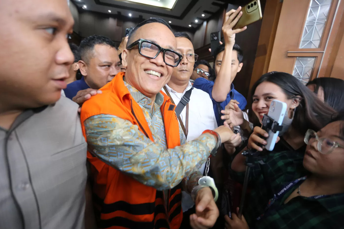 Mantan Wakil Menteri Ketenagakerjaan, Immanuel Ebenezer Gerungan atau Noel, menjalani sidang perdana di Pengadilan Tindak Pidana Korupsi Jakarta, Senin (19/1).