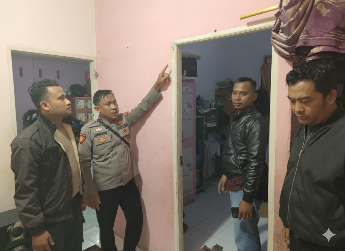 Anggota Polsek Sungai Kakap Kabupaten Kubu Raya mendatangi lokasi kejadian siswi MTs yang gantung diri pada Kamis (22/1).