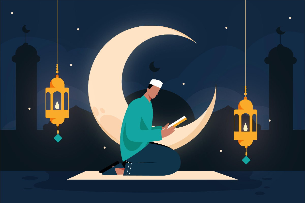 Ilustrasi membaca salawat pada bulan Syaban.