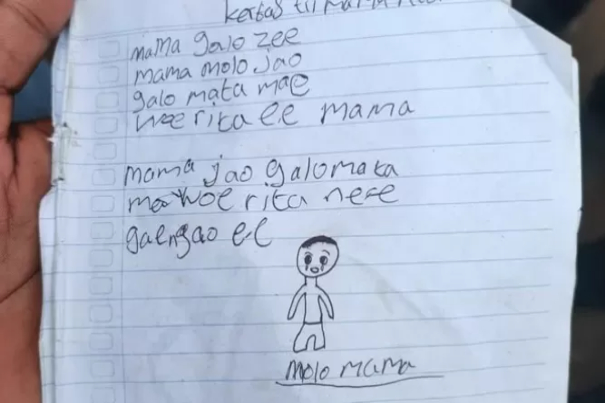 Surat wasiat korban untuk mamanya.
