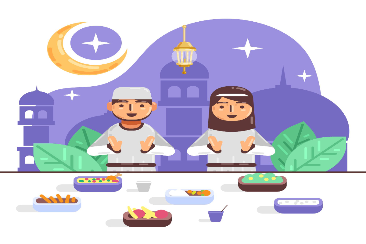 Ilustrasi berdoa berbuka puasa sunah bulan Syaban.