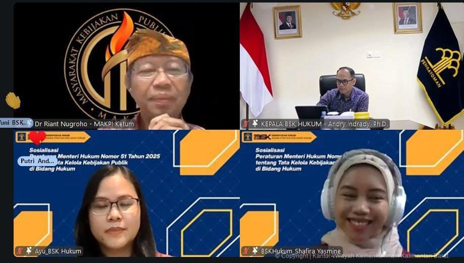 Kanwil Kemenkum Kalbar mengikuti kegiatan sosialisasi tata kelola kebijakan publik secara daring pada Jumat (6/2).