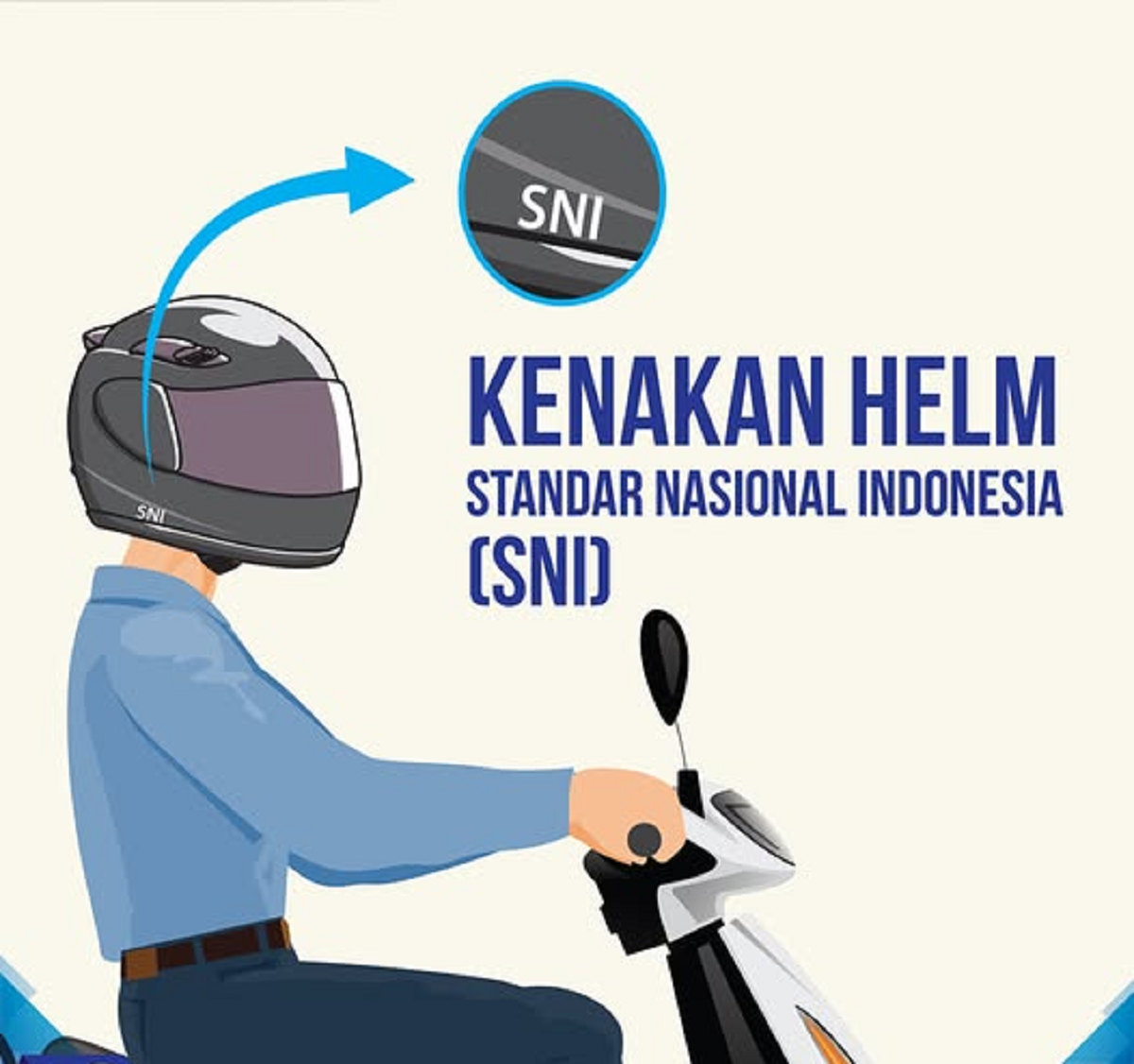 Ilustrasi penggunaan helm SNI.