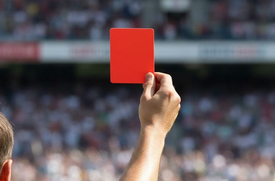 Ilustrasi kartu merah dari wasit pertandingan sepakbola