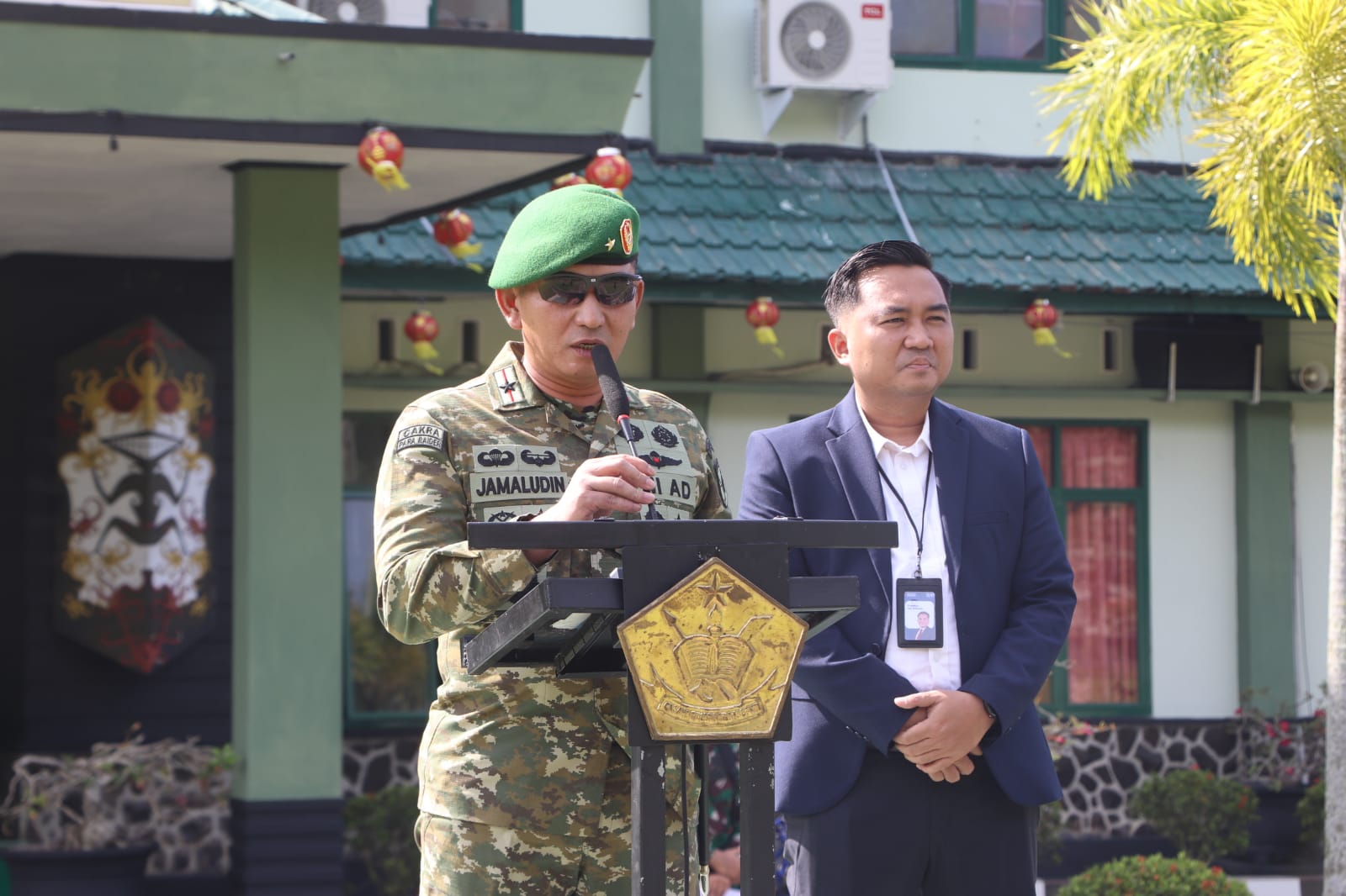 Sambutan Komandan Rindam XII Tanjungpura Brigjen Jamaludin, Senin (2/3/2026).