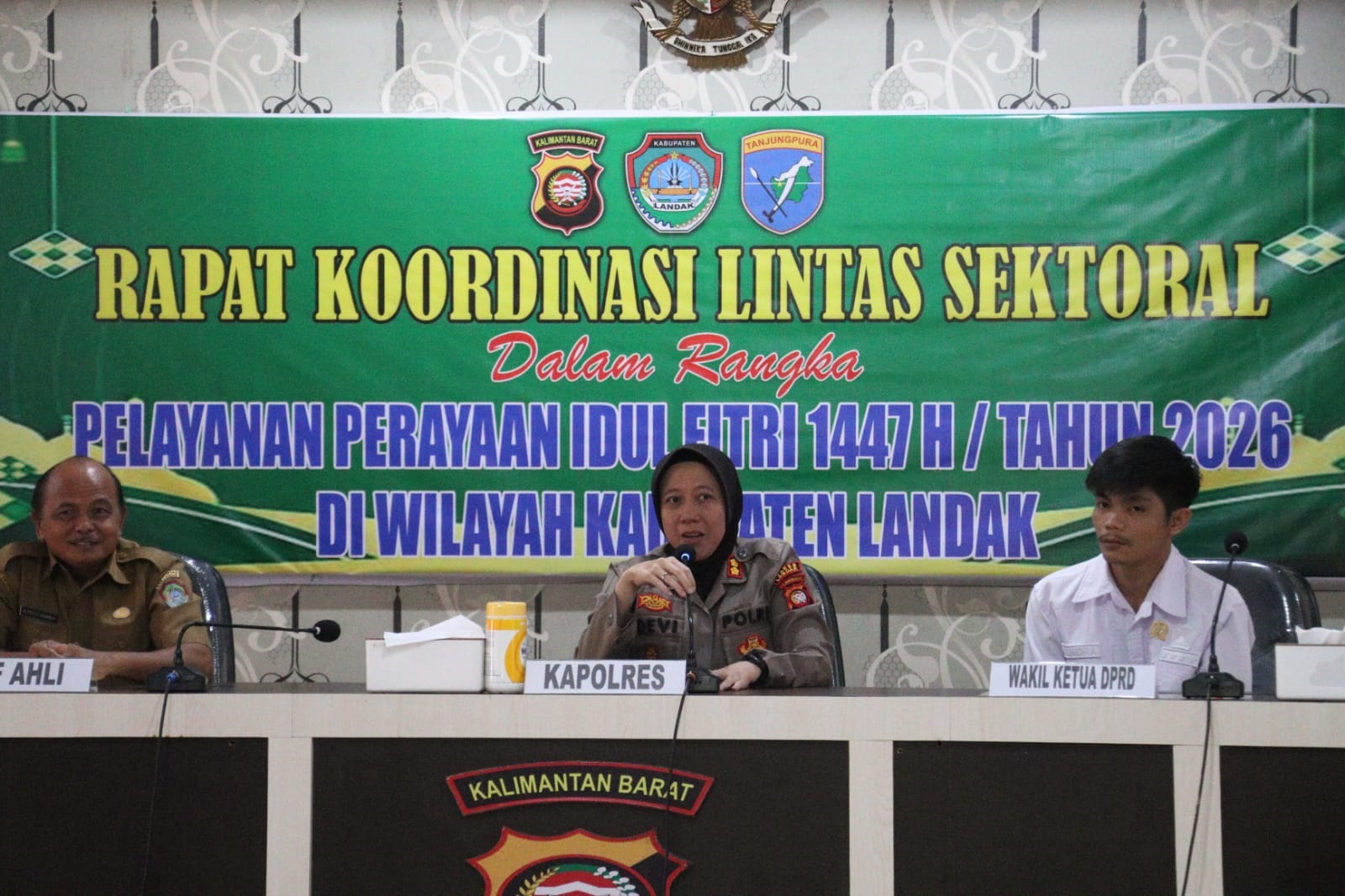 RAPAT KOORDINASI: Polres Landak menggelar rakor lintas sektoral persiapan Lebaran pada Senin (9/3).