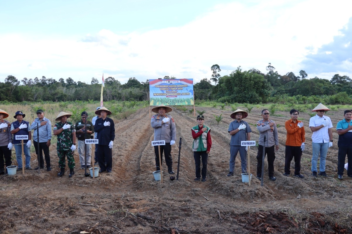 Polres Kapuas Hulu menggelar penanaman jagung serentak pada Sabtu (7/3). 