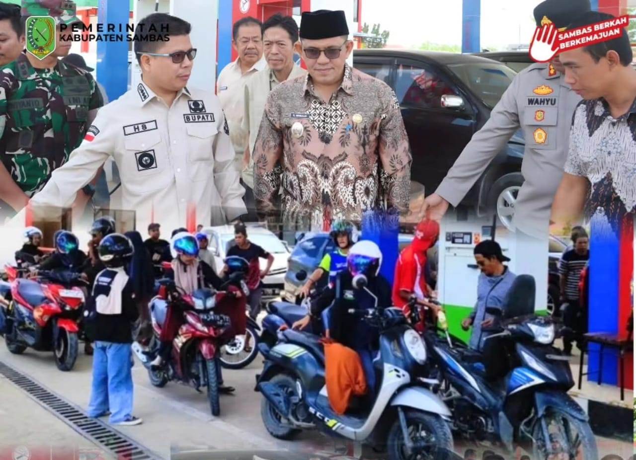 ANTRE BBM: Bupati Sambas Satono, Jumat (13/3), melaksanakan sidak ke SPBU. Bupati menyampaikan kepada masyarakat untuk tenang, lantaran Pertamina menegaskan bahwa kuota BBM untuk seluruh SPBU di daera