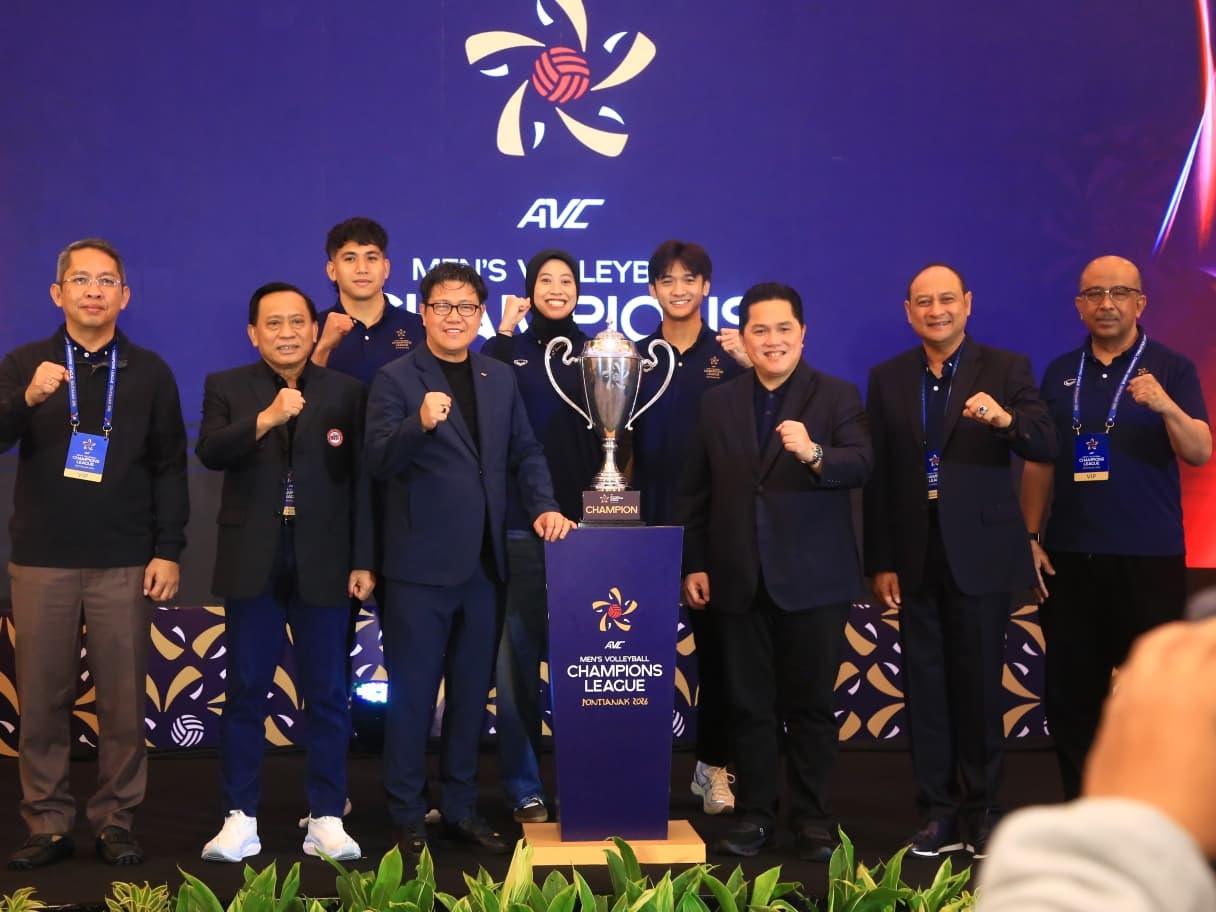 DIABADIKAN: Menpora Erick Thohir bersama jajaran pengurus PBVSI menghadiri acara pengundian AVC Men&rsquo;s Champions League 2026 yang akan digelar di Pontianak, pada 13&ndash;17 Mei 2026. 