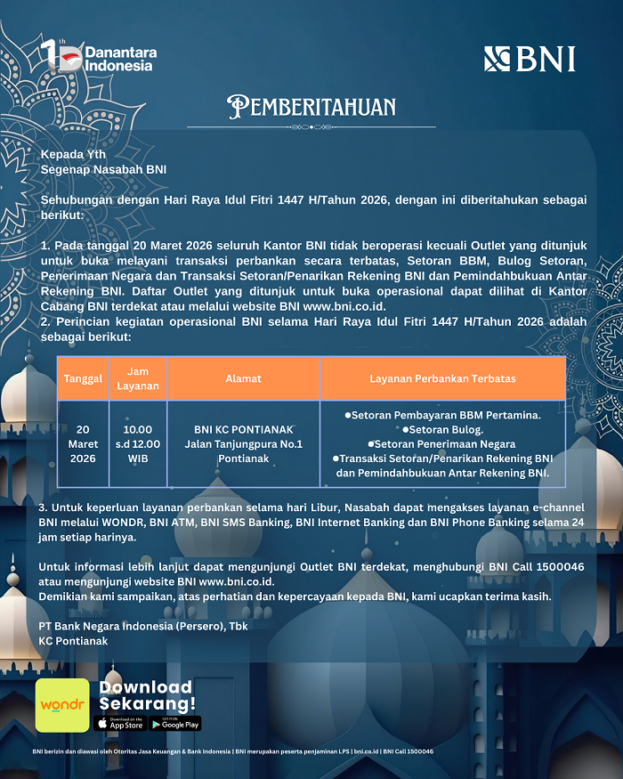 Kepada Yth Segenap Nasabah BNI