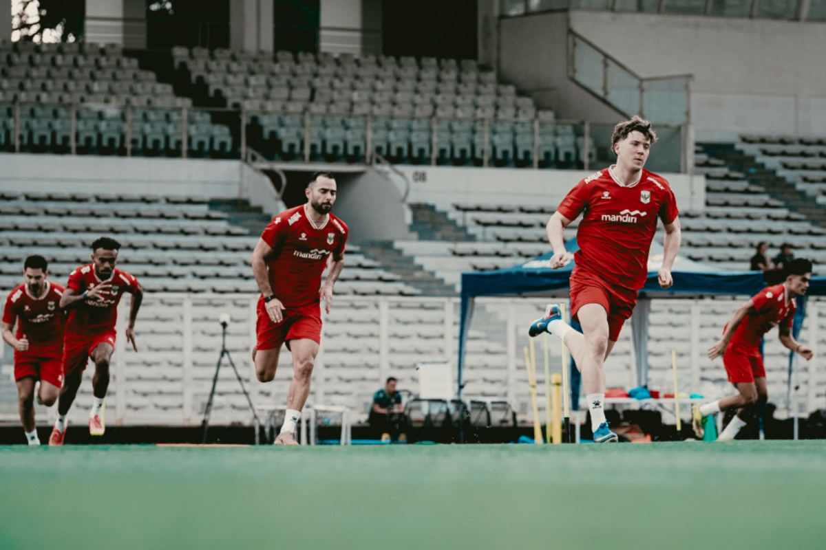 Pemain Timnas Indonesia menjalani sesi latihan jelang Fifa Series 2026 melawan Saint Kitts dan Nevis.