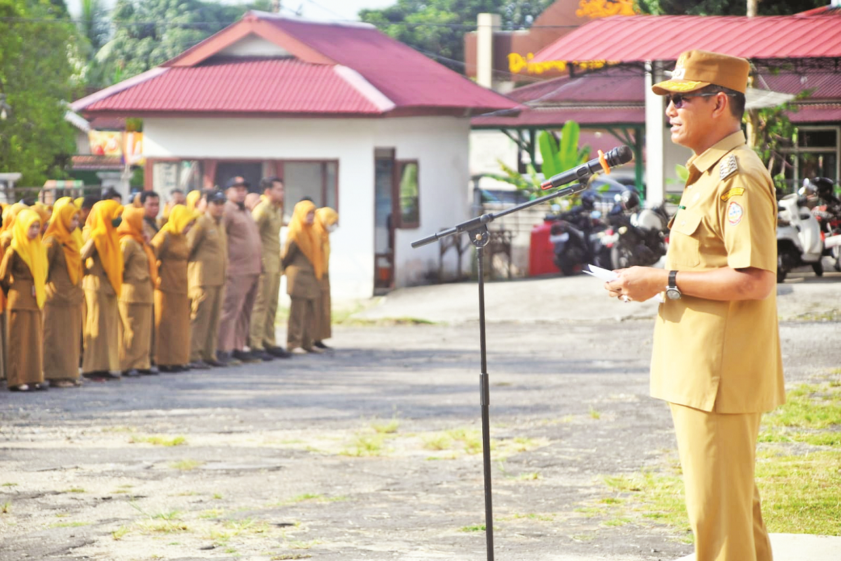 APEL: Kegiatan apel gabungan perdana setelah masa libur nasional dan cuti bersama Hari Raya Idulfitri.
