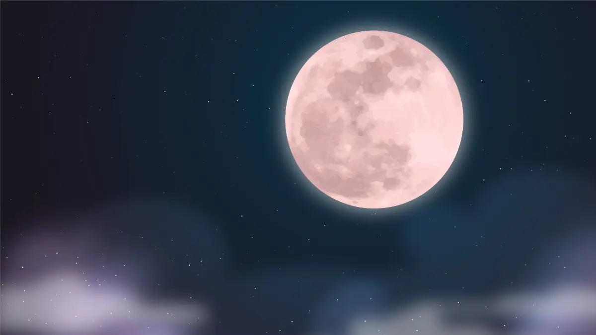 Ilustrasi pink moon dan dapat disaksikan mulai tanggal 1-2 April. (FREEPIK)