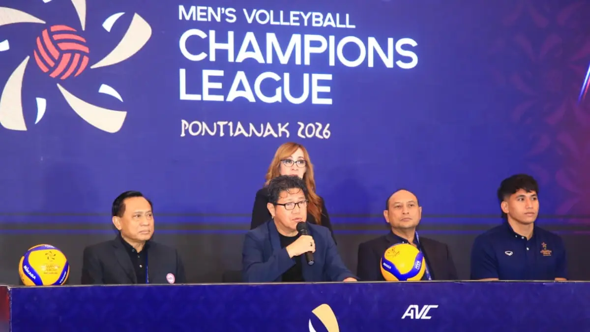 Konferensi pers kesiapan pengamanan dan pelaksanaan AVC Men’s Champions League 2026 di Pontianak.