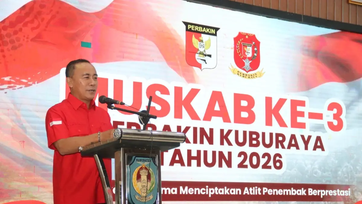 SAMBUTAN: Wakil GubernurKalbar, Krisantus Kurniawan, menyampaikan sambutan sebelum Muskab III Perbakin Kubu Raya. (Adpim Pemprov Kalbar)