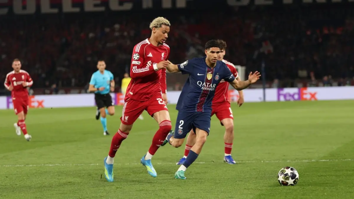 &nbsp;Penyerang Liverpool Hugo Ekitike saat menghadapi PSG di perempat final Liga Champions. Liverpool kalah 2-0 di laga itu. (LIVERPOOL FC)