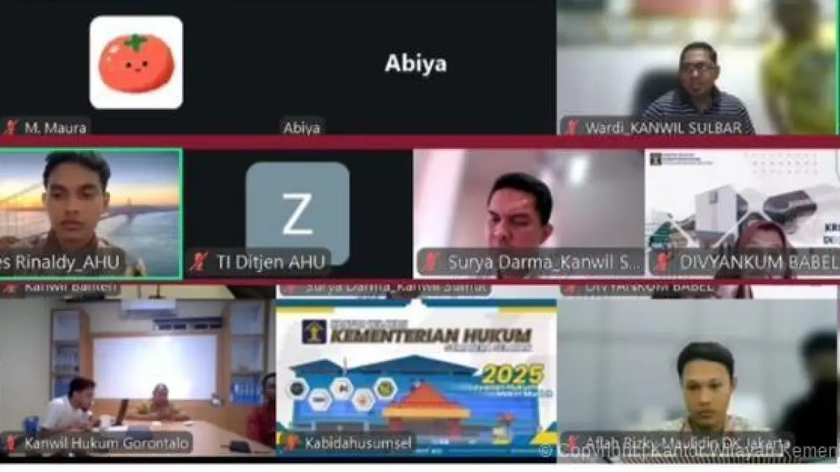 Kanwil Kemenkum Kalbar mengikuti sosialisasi AHU Link secara daring melalui Zoom Meeting, Jumat, 27 Maret 2026. (DOK KANWIL KEMENKUM KALBAR)