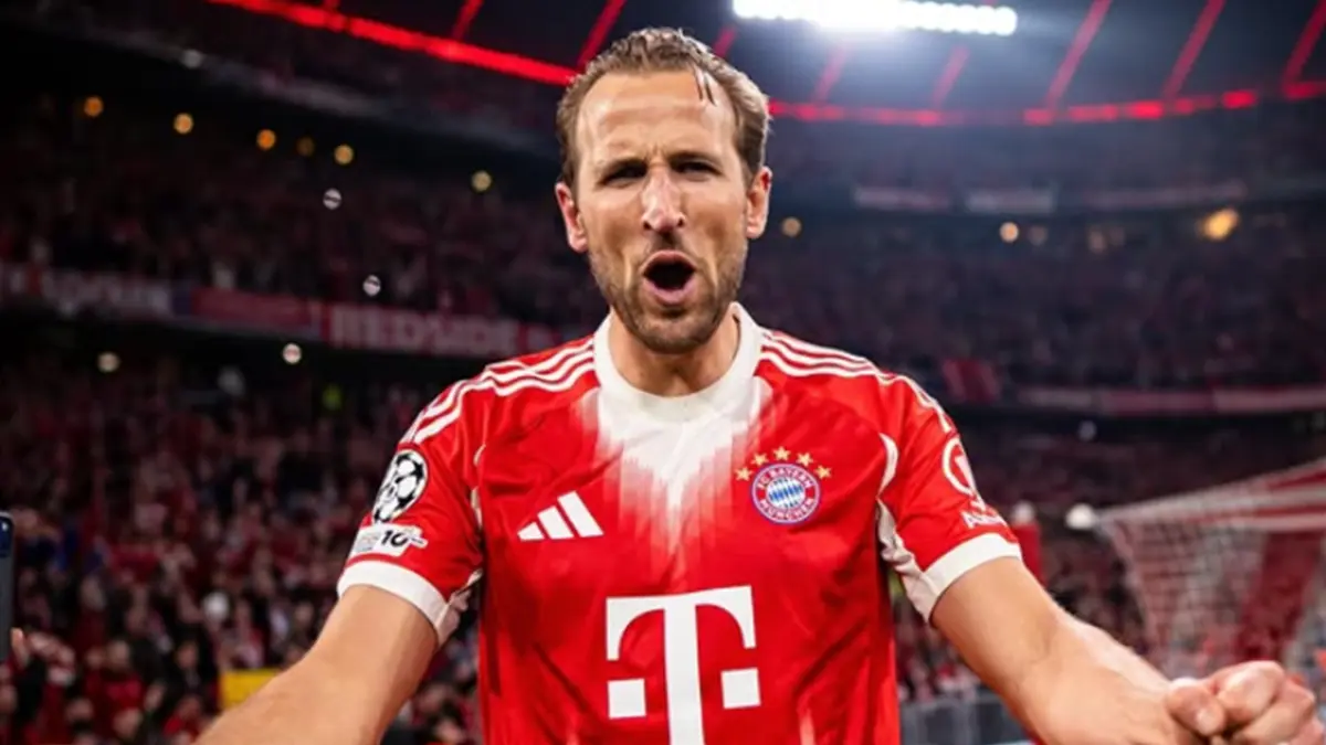 Aksi Harry Kane saat mencetak gol ke gawang Real Madrid (INSTAGRAM/@fcbayern)