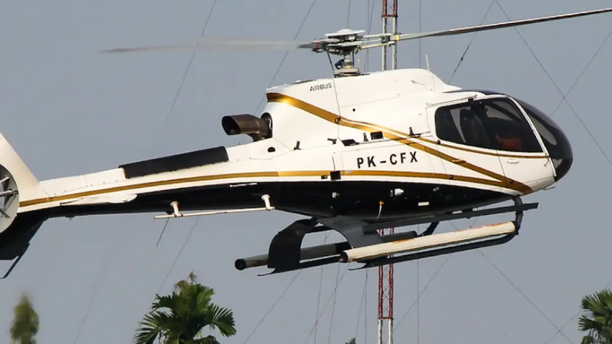 Ilustrasi Helikopter jenis Airbus Helicopter H-130 (tipe H-130T2) dengan nomor registrasi PK-CFX. (ISTIMEWA)