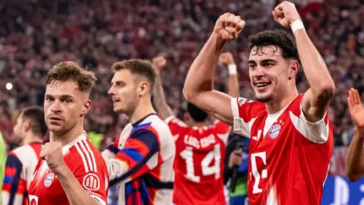 Selebrasi pemain Bayern Munich usai memastikan kemenangan dramatis atas Real Madrid. (INSTAGRAM/@bayern)