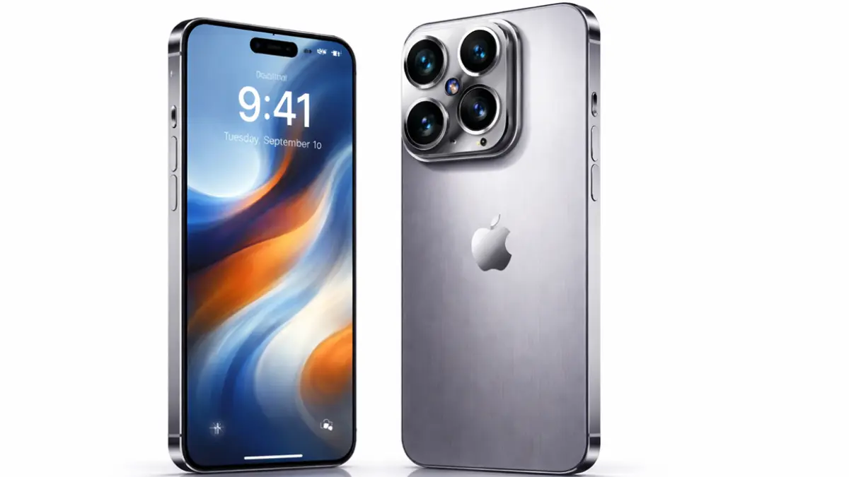 Ilustrasi desain iPhone 18 Pro dengan Dynamic Island yang lebih kecil. (Generated AI)