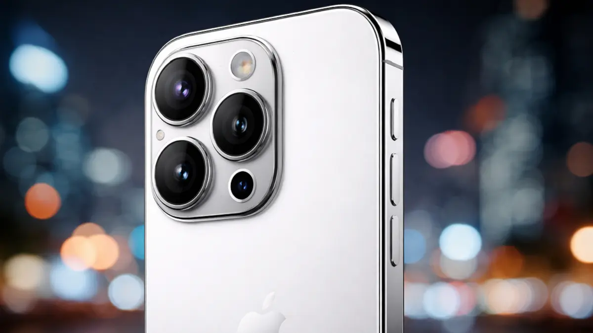 Ilustrasi iPhone generasi terbaru dengan modul kamera belakang. (Ilustrasi Generated AI)