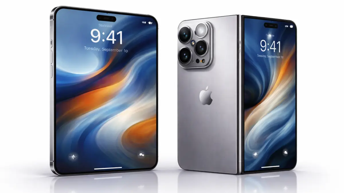 Ilustrasi konsep iPhone 18 Pro dan iPhone Fold generasi terbaru Apple. (Ilustrasi Generated AI)