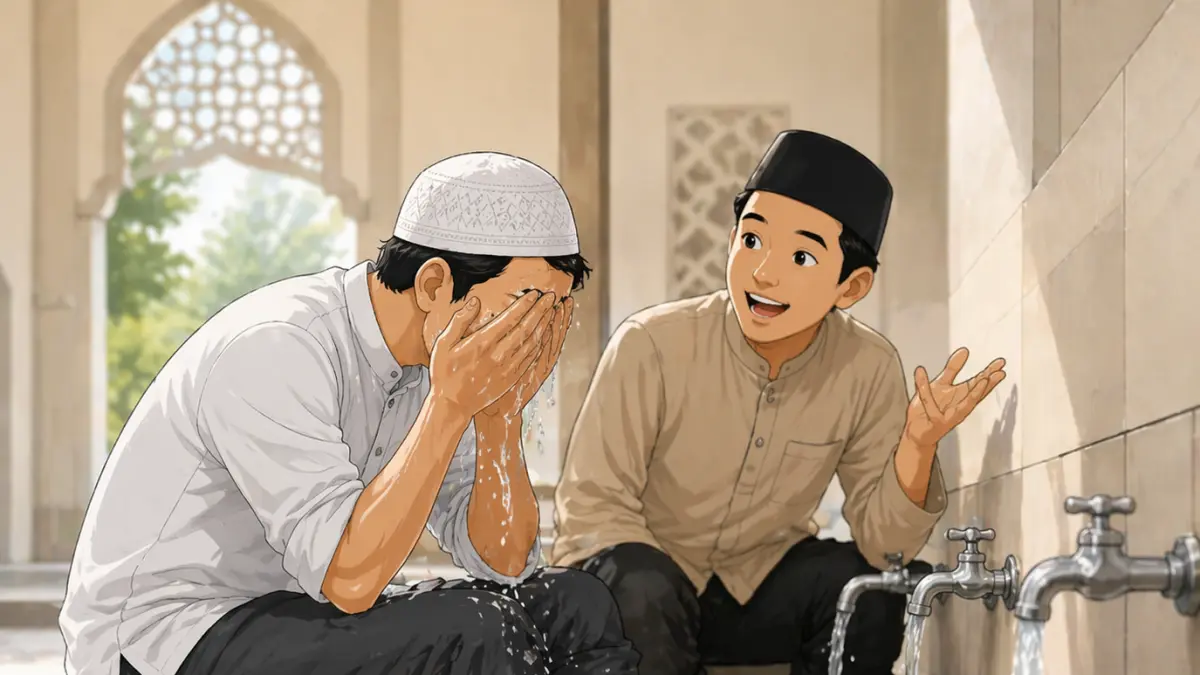 Ilustrasi berbicara ketika berwudhu 