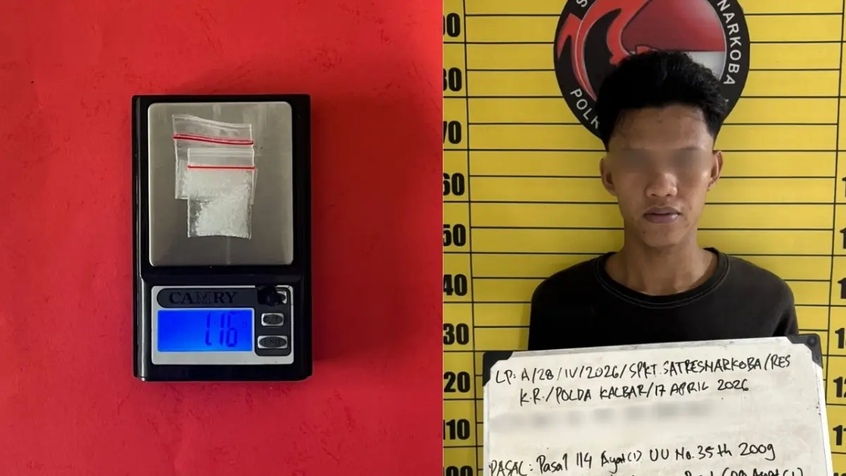 DI alias AM, tersangka pengedar sekaligus pengguna sabu di Sungai Kakap.