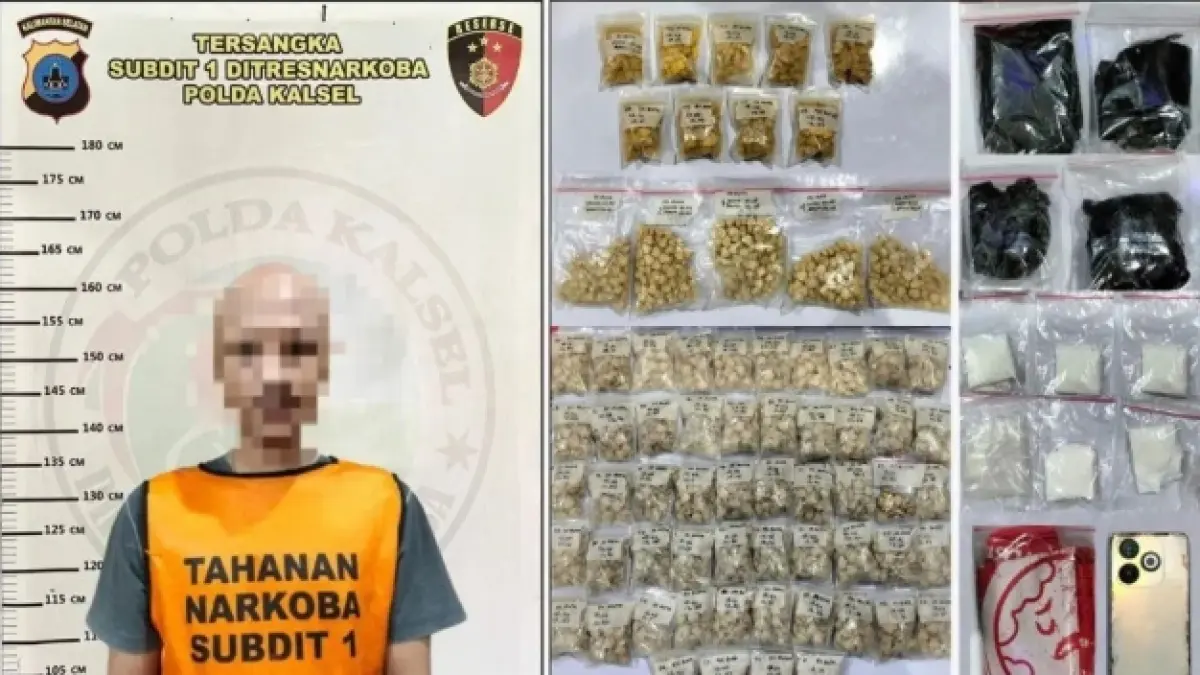 Ditresnarkoba Polda Kalsel menangkap RT (26) dan MS (47) dengan total barang bukti 6.726 butir ekstasi. (ANTARA/Firman)