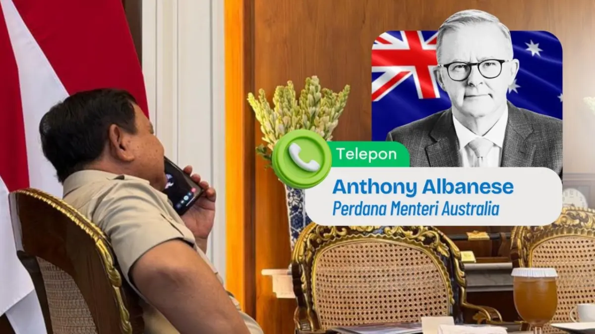 Presiden Prabowo Subianto saat menerima sambungan telepon dari Perdana Menteri Australia Anthony Albanese pada Selasa sore, 21/4/2026. (Unggahan Akun Media Sosial @sekretariat.kabinet)