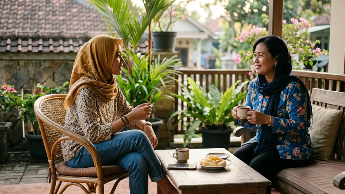 Ilustrasi remaja perempuan dan ibu (AI)