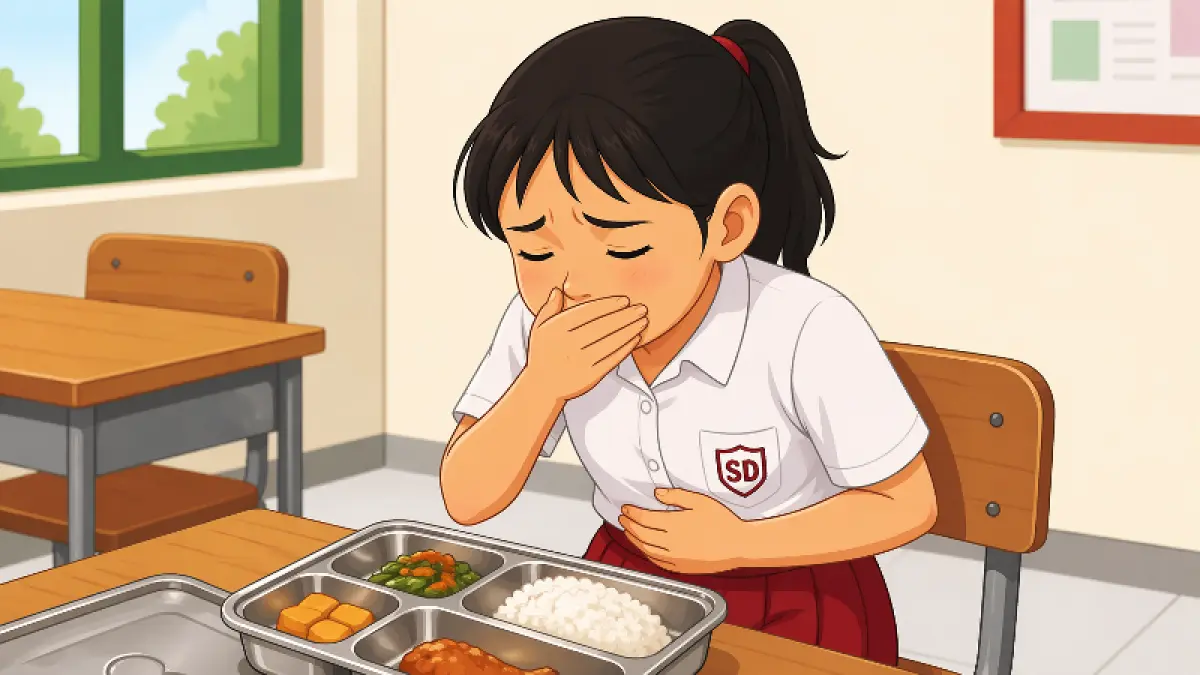 Ilustrasi siswa SD keracunan MBG