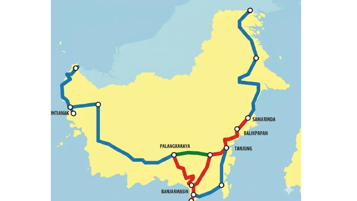 Ilustrasi jalur kereta di Kalimantan.
