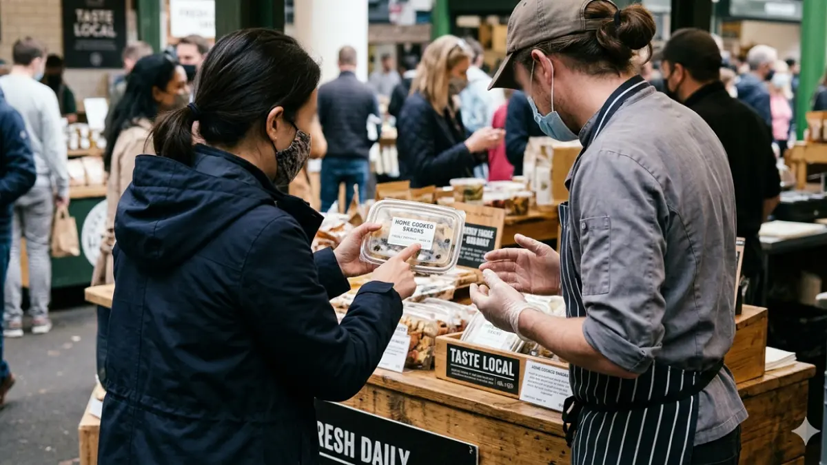 Ilustrasi pembeli dan penjual. (AI)