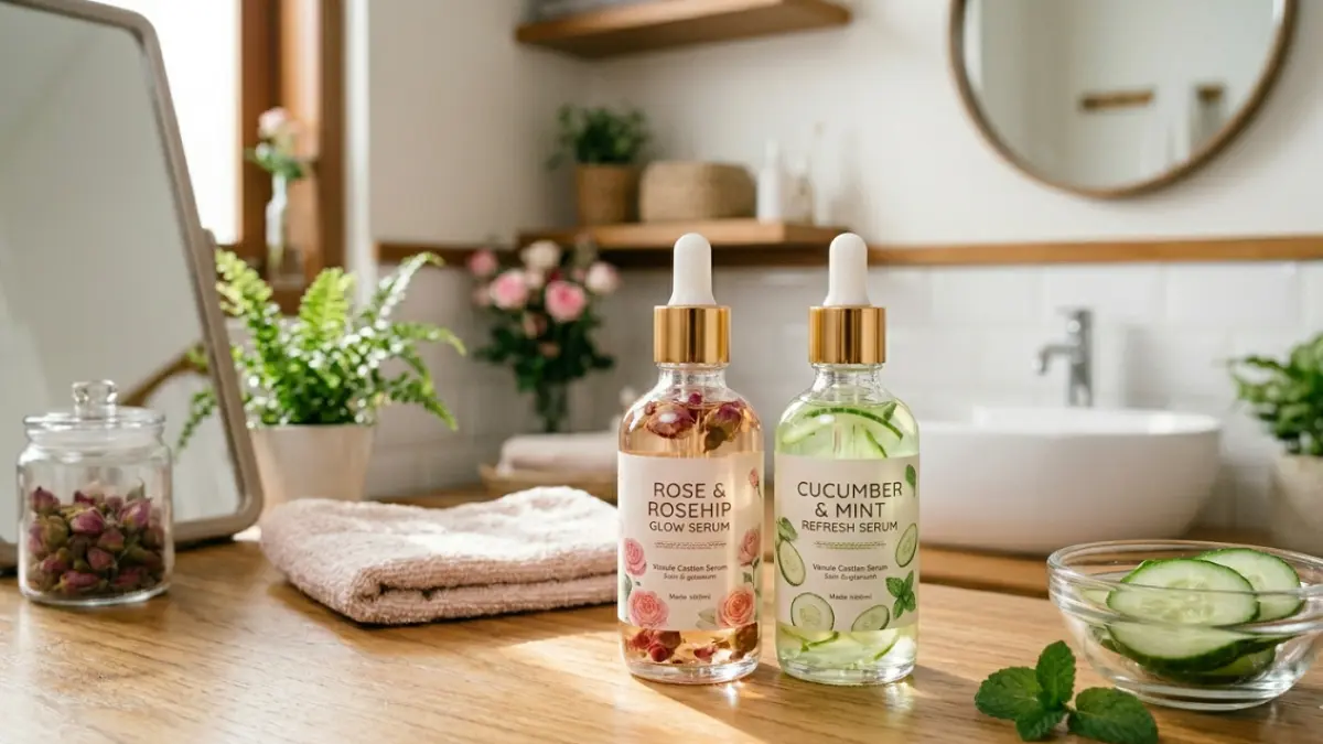 Ilustrasi serum mawar dan mentimun