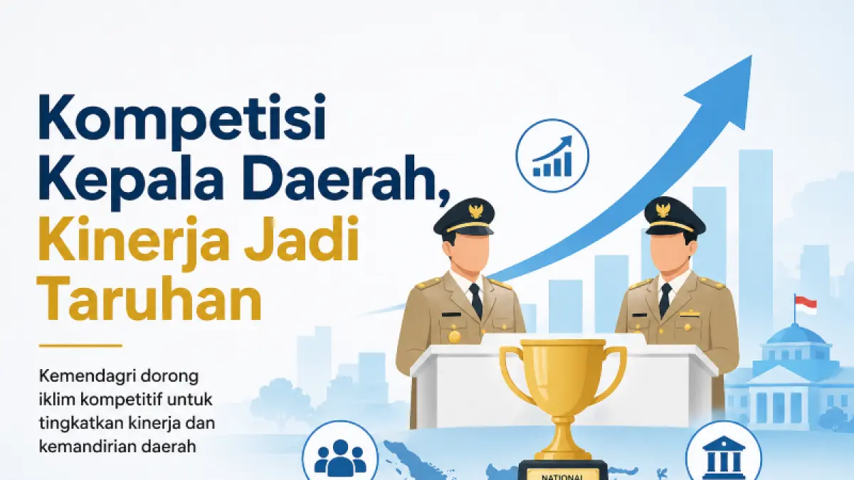 Ilustrasi kompetisi kinerja kepala daerah dalam mendorong tata kelola pemerintahan yang lebih optimal dan mandiri.