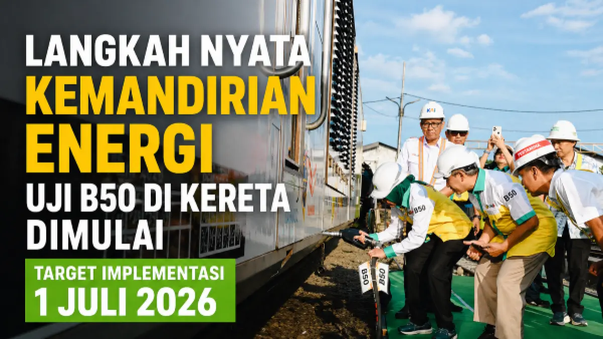 Pemerintah melalui Kementerian Energi dan Sumber Daya Mineral (ESDM) dengan menginisiasi uji penggunaan B50 pada sektor perkeretaapian yang berlangsung di Yogyakarta, Senin (27/4). 
