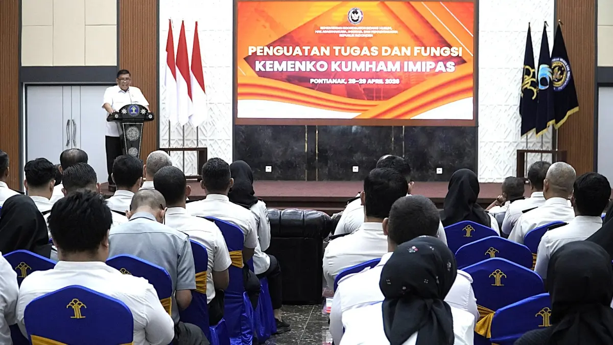 Kantor Wilayah Kementerian Hukum Kalimantan Barat mengikuti kegiatan penguatan tugas dan fungsi Kemenko Kumham dan Imipas pada Selasa (28/4). (DOK KANWIL KEMENKUM KALBAR)