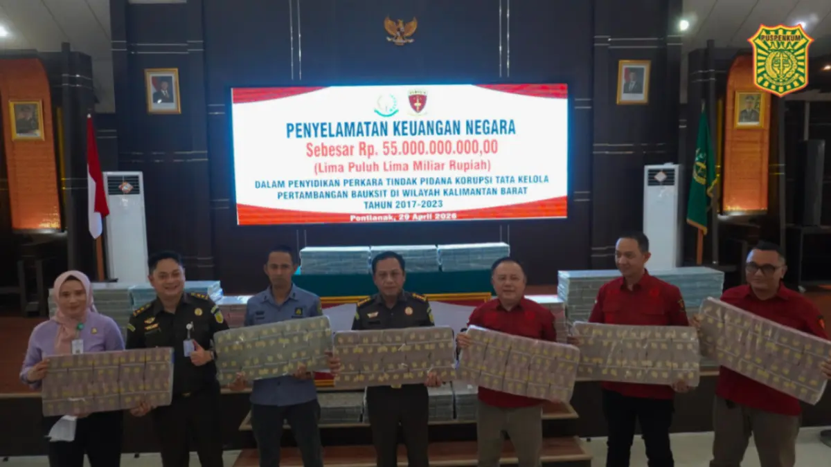 Kejati Kalbar rilis penyelamatan Rp55 Miliar uang negara dari skandal bauksit, Rabu (29/4). (DOK KEJATI KALBAR)
