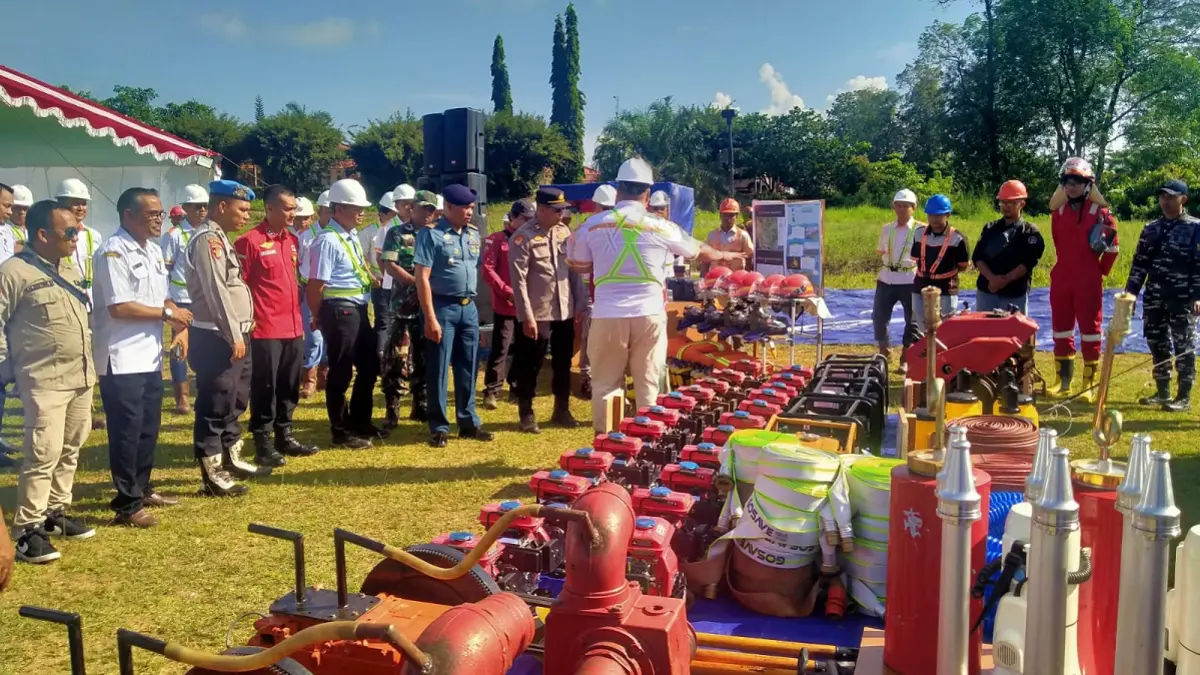 Kesiapan alat pemadam kebakaran PT. BGA Region Kendawangan dalam upaya mengantisipasi dan mencegah Kebakaran hutan pada kegiatan Gelar Apel Siaga dan Simulasi Karhutla, Rabu (29/4/2026).