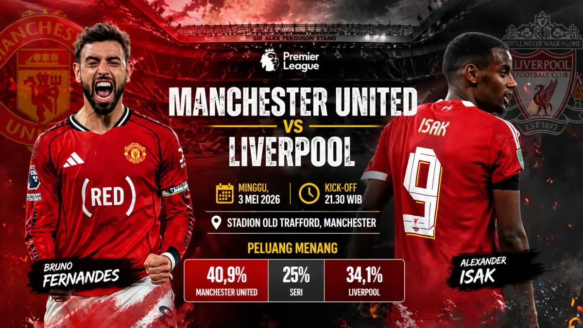 MU bersiap menghadapi Liverpool di Old Trafford, Minggu (3/5) pukul 21.30 WIB, (dok MU&Liverpool, diolah:Generator AI/Pontianak Post)