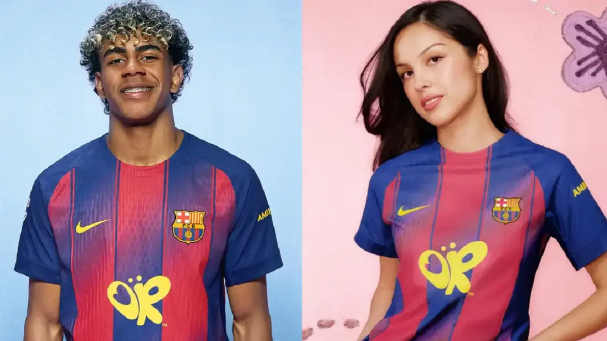 Jersey khusus Barcelona menampilkan logo Olivia Rodrigo jelang El Clasico. (DOK.BARCELONA)