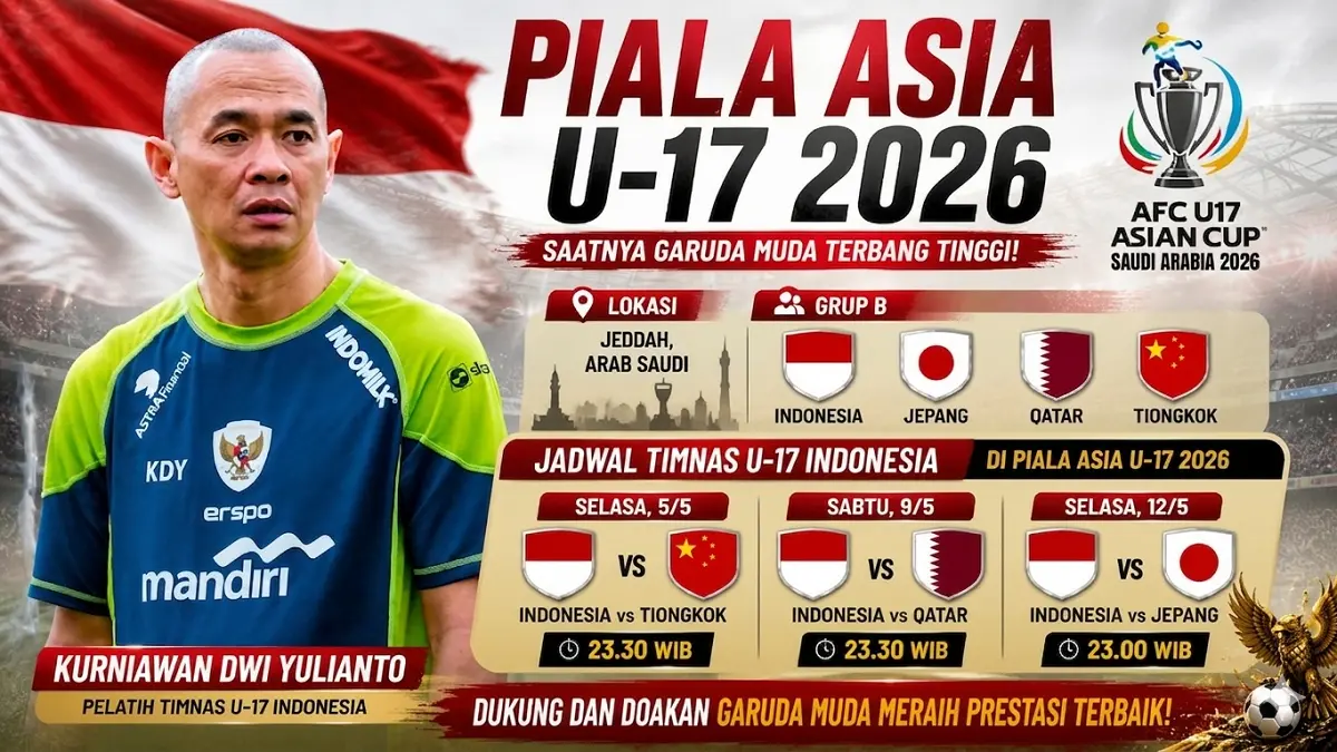 Skuad Timnas Indonesia U-17 bersiap menghadapi laga Grup B Piala Asia U-17 2026 di Jeddah. (DOK.PSSI, DIOLAH AI/PONTIANAK POST)